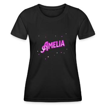 Amelia Namen personalisiert - Frauen Funktions-T-Shirt - Schwarz - Vorne - AI Model Female 172 light (172cm)