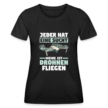 Drohne Pilot Drohnen - Frauen Funktions-T-Shirt - Schwarz - Vorne - AI Model Female 172 light (172cm)