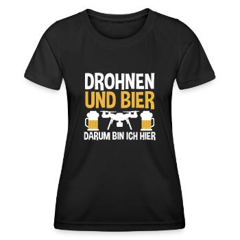 Drohne Bier Pilot Drohnen - Frauen Funktions-T-Shirt - Schwarz - Vorne - AI Model Female 172 light (172cm)