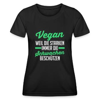 Fleischlos Vegan Pflanzlich Veganer - Frauen Funktions-T-Shirt - Schwarz - Vorne - AI Model Female 172 light (172cm)