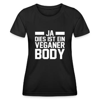 Fleischlos Vegan Pflanzlich Veganer - Frauen Funktions-T-Shirt - Schwarz - Vorne - AI Model Female 172 light (172cm)