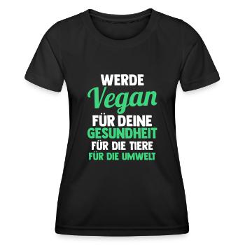 Fleischlos Vegan Pflanzlich Veganer - Frauen Funktions-T-Shirt - Schwarz - Vorne - AI Model Female 172 light (172cm)