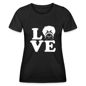Boucles Tête bouclée Cheveux bouclés Femme - T-shirt sport Femme - noir - Devant - AI Model Female 172 light (172cm)