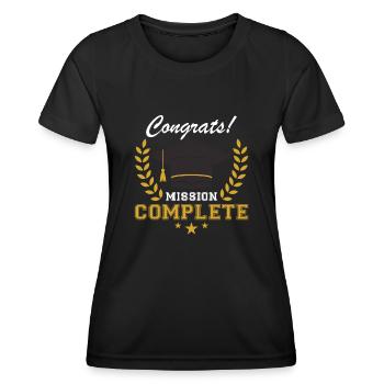 Mission de félicitations pour la remise des diplômes - T-shirt sport Femme - noir - Devant - AI Model Female 172 light (172cm)