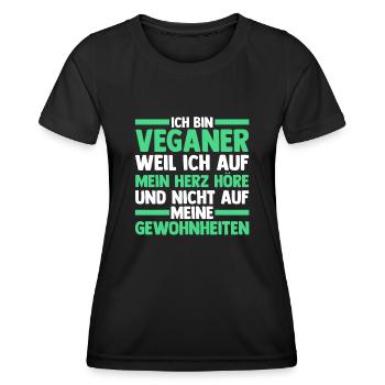 Fleischlos Vegan Pflanzlich Veganer - Frauen Funktions-T-Shirt - Schwarz - Vorne - AI Model Female 172 light (172cm)
