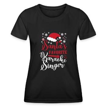 Chanteur de karaoké Noël Père Noël - T-shirt sport Femme - noir - Devant - AI Model Female 172 light (172cm)