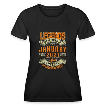2021 January Birthday Legend - Women's Functional T-Shirt - black - Front - AI Model Female 172 light (172cm)