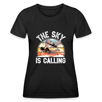 Skydiving Parachuting Parachute - Women's Functional T-Shirt - black - Front - AI Model Female 172 light (172cm)