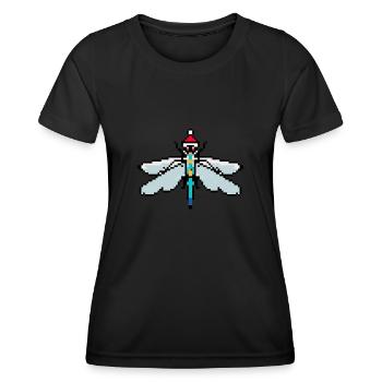 Dragonfly Pixelated Christmas - Lustige Libelle - Frauen Funktions-T-Shirt - Schwarz - Vorne - AI Model Female 172 light (172cm)