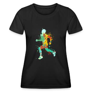 Splash Laufen Joggen - Frauen Funktions-T-Shirt - Schwarz - Vorne - AI Model Female 172 light (172cm)