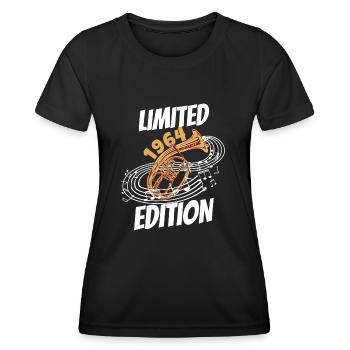 Ténor d’instrument de musique Anniversaire 1964 Né - T-shirt sport Femme - noir - Devant - AI Model Female 172 light (172cm)
