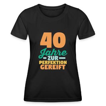 Vierzig Vierzigster 40 Jahre Geburtstag - Frauen Funktions-T-Shirt - Schwarz - Vorne - AI Model Female 172 light (172cm)