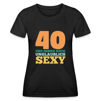 Vierzig 40 Jahre Vierzigster Geburtstag - Frauen Funktions-T-Shirt - Schwarz - Vorne - AI Model Female 172 light (172cm)