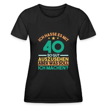 Vierzig Vierzigster 40 Jahre Geburtstag - Frauen Funktions-T-Shirt - Schwarz - Vorne - AI Model Female 172 light (172cm)