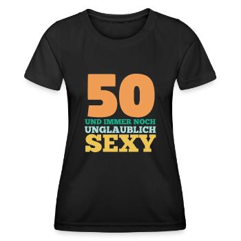 Fünfzig 50 Jahre Fünfzigster Geburtstag - Frauen Funktions-T-Shirt - Schwarz - Vorne - AI Model Female 172 light (172cm)