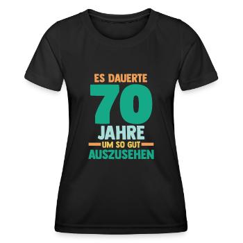 Siebzig Siebzigster 70 Jahre Geburtstag - Frauen Funktions-T-Shirt - Schwarz - Vorne - AI Model Female 172 light (172cm)
