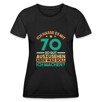 Siebzig Siebzigster 70 Jahre Geburtstag - Frauen Funktions-T-Shirt - Schwarz - Vorne - AI Model Female 172 light (172cm)