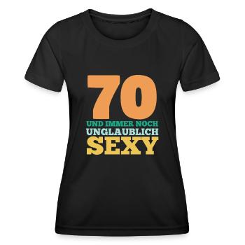 Siebzig 70 Jahre Siebzigster Geburtstag - Frauen Funktions-T-Shirt - Schwarz - Vorne - AI Model Female 172 light (172cm)
