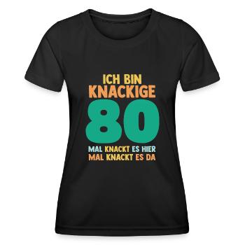 Achtzig 80 Jahre Achtzigster Geburtstag - Frauen Funktions-T-Shirt - Schwarz - Vorne - AI Model Female 172 light (172cm)