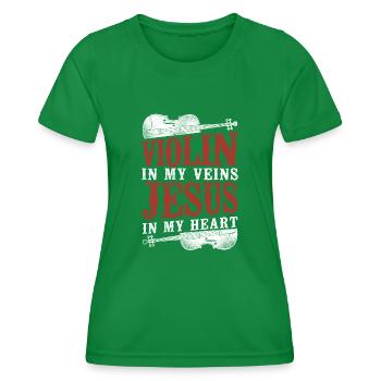 Violin Violinist Jesus Christian - Women's Functional T-Shirt - kelly green - Front - AI Model Female 172 dark (172cm)