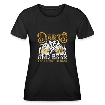 Ich Bin Wegen Darts Und Bier Hier - Frauen Funktions-T-Shirt - Schwarz - Vorne - AI Model Female 172 light (172cm)
