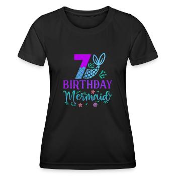 7. Geburtstag Meerjungfrau - Frauen Funktions-T-Shirt - Schwarz - Vorne - AI Model Female 172 light (172cm)