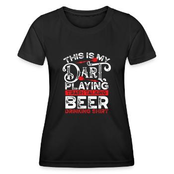 This is my dart and drinking shirt - Women's Functional T-Shirt - black - Front - AI Model Female 172 light (172cm)
