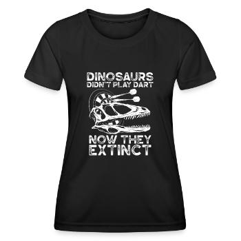 Les dinosaures ne jouaient pas aux fléchettes - T-shirt sport Femme - noir - Devant - AI Model Female 172 light (172cm)
