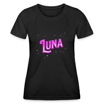 Nom Luna personnalisé - T-shirt sport Femme - noir - Devant - AI Model Female 172 light (172cm)