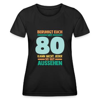 Achtzig 80 Jahre Achtzigster Geburtstag - Frauen Funktions-T-Shirt - Schwarz - Vorne - AI Model Female 172 light (172cm)