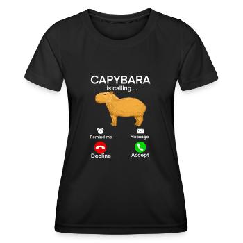 Capybara - T-shirt sport Femme - noir - Devant - AI Model Female 172 light (172cm)
