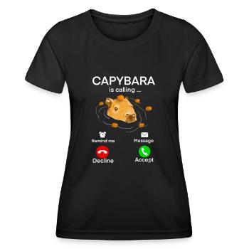 Capybara Anruf - Frauen Funktions-T-Shirt - Schwarz - Vorne - AI Model Female 172 light (172cm)