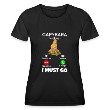 Capybara phone calls - Women's Functional T-Shirt - black - Front - AI Model Female 172 light (172cm)