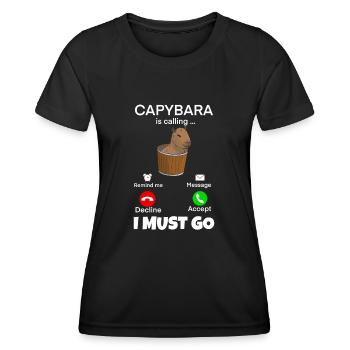 Capybara i must go - Women's Functional T-Shirt - black - Front - AI Model Female 172 light (172cm)