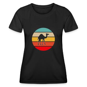 Dromedar Retro - Frauen Funktions-T-Shirt - Schwarz - Vorne - AI Model Female 172 light (172cm)