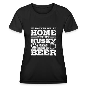 Beer and siberian husky - Frauen Funktions-T-Shirt - Schwarz - Vorne - AI Model Female 172 light (172cm)