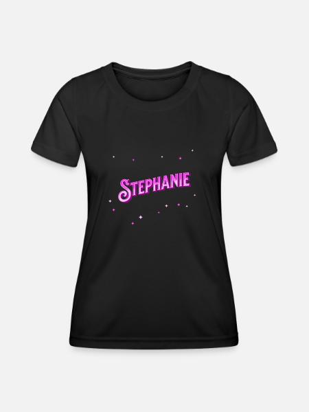 Le prénom de Stéphanie personnalisé - T-shirt sport Femme - noir