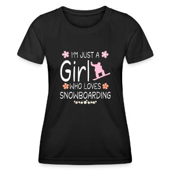 Ich bin nur ein Mädchen, das Snowboarden liebt - Frauen Funktions-T-Shirt - Schwarz - Vorne - AI Model Female 172 light (172cm)