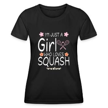 Ich bin nur ein Mädchen, das Squash liebt - Frauen Funktions-T-Shirt - Schwarz - Vorne - AI Model Female 172 light (172cm)