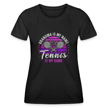 Tennis Grandma Retro Sunset Tennis Player - Women's Functional T-Shirt - black - Front - AI Model Female 172 light (172cm)