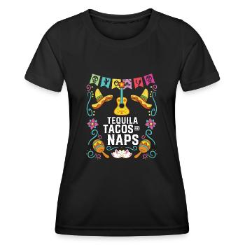 Tequila Tacos And Naps Alcoholic Tequila Drinker - Frauen Funktions-T-Shirt - Schwarz - Vorne - AI Model Female 172 light (172cm)