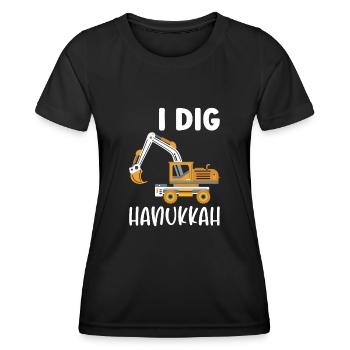 Excavator Driver Excavator Hanukkah - Women's Functional T-Shirt - black - Front - AI Model Female 172 light (172cm)