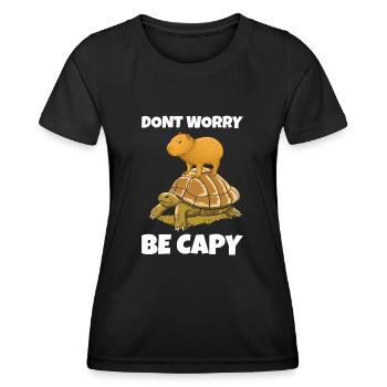 Capybara ne t’inquiète pas être Capy - T-shirt sport Femme - noir - Devant - AI Model Female 172 light (172cm)