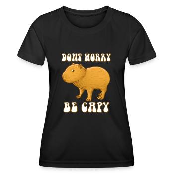 Capybara baby don't Worry be Capy - Women's Functional T-Shirt - black - Front - AI Model Female 172 light (172cm)