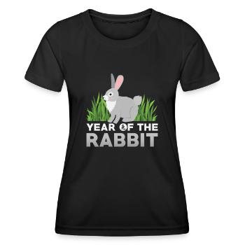 Hase Chinesisches Sternzeichen - Frauen Funktions-T-Shirt - Schwarz - Vorne - AI Model Female 172 light (172cm)