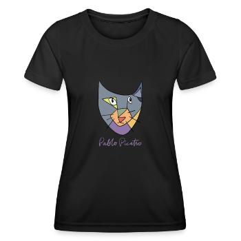 Histoire de l’art Arts visuels Cubisme Chat - T-shirt sport Femme - noir - Devant - AI Model Female 172 light (172cm)