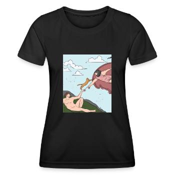 Histoire de l’art Arts visuels Michelangelo Chat - T-shirt sport Femme - noir - Devant - AI Model Female 172 light (172cm)