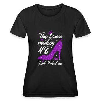 This Queen makes 48 look Fabulous 48th Birthday - Women's Functional T-Shirt - black - Front - AI Model Female 172 light (172cm)