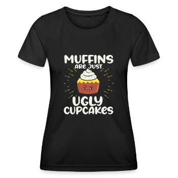 Muffins Are Just Ugly Cupcakes Kawaii Cupcake - Frauen Funktions-T-Shirt - Schwarz - Vorne - AI Model Female 172 light (172cm)