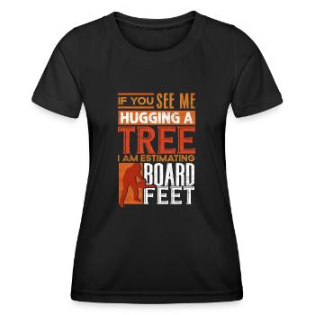 Étreinte d’arbres, travail du bois, menuisiers - T-shirt sport Femme - noir - Devant - AI Model Female 172 light (172cm)